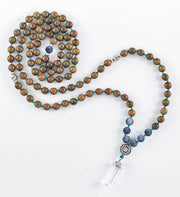 mala beads, mala necklace, blue aventurine, green sandalwood